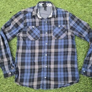 Shaun White Blue and Gray Checkered Button Down Shirt